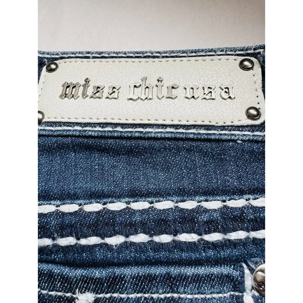 Miss Chic Womens Blue 5 Pocket Bootcut Jeans Size 11